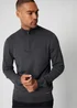 Threadbare Charcoal Funnel Neck Quarter Zip Knitted Jumper - Small Image 1