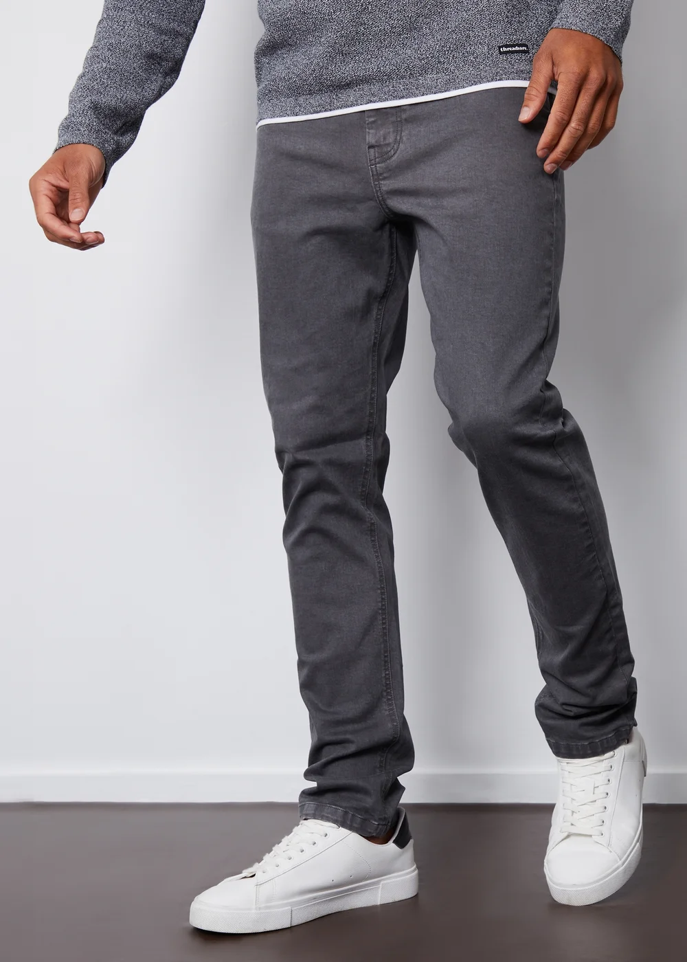 Threadbare Dark Grey Slim Fit Overdyed Stretch Denim Jeans - 30 waist 32 leg Image 1