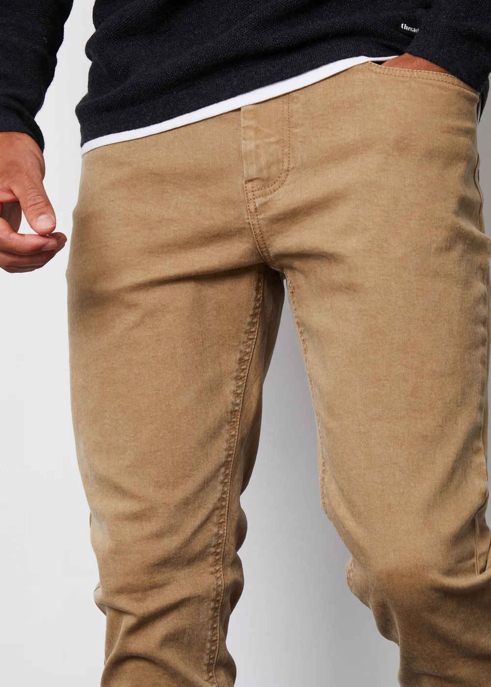 Threadbare Stone Slim Fit Overdyed Stretch Denim Jeans - 34 waist 32 leg Image 3