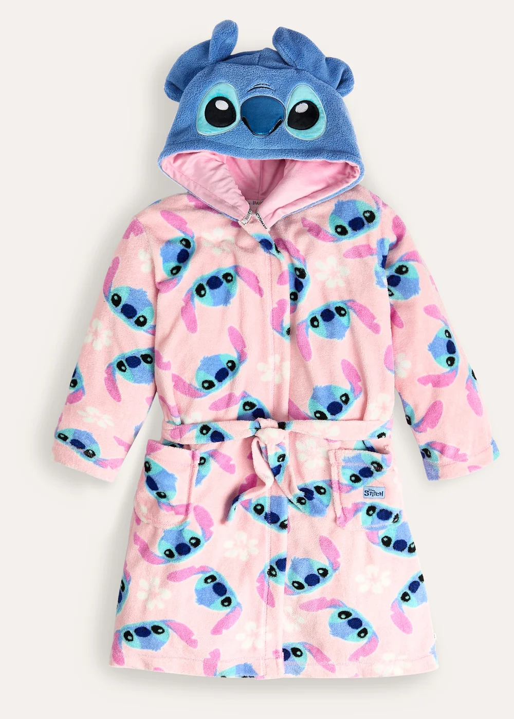 Stitch Girls Fleece Dressing Gown - Age 7-8 Years Image 3