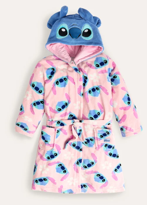 Stitch Girls Fleece Dressing Gown - Age 7-8 Years Image 3
