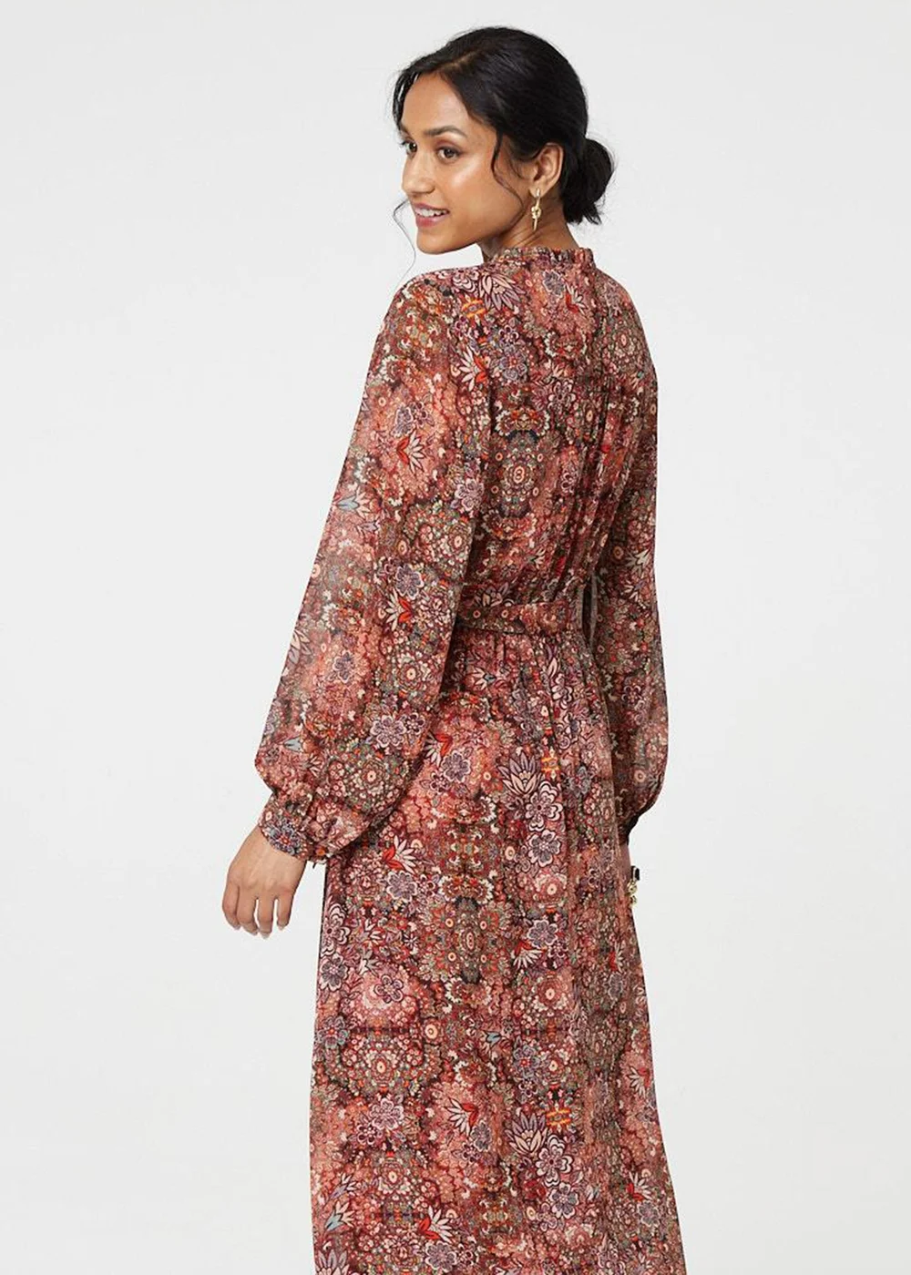 Izabel London Red Floral Paisley Semi Sheer Midi Dress - 8 Image 2