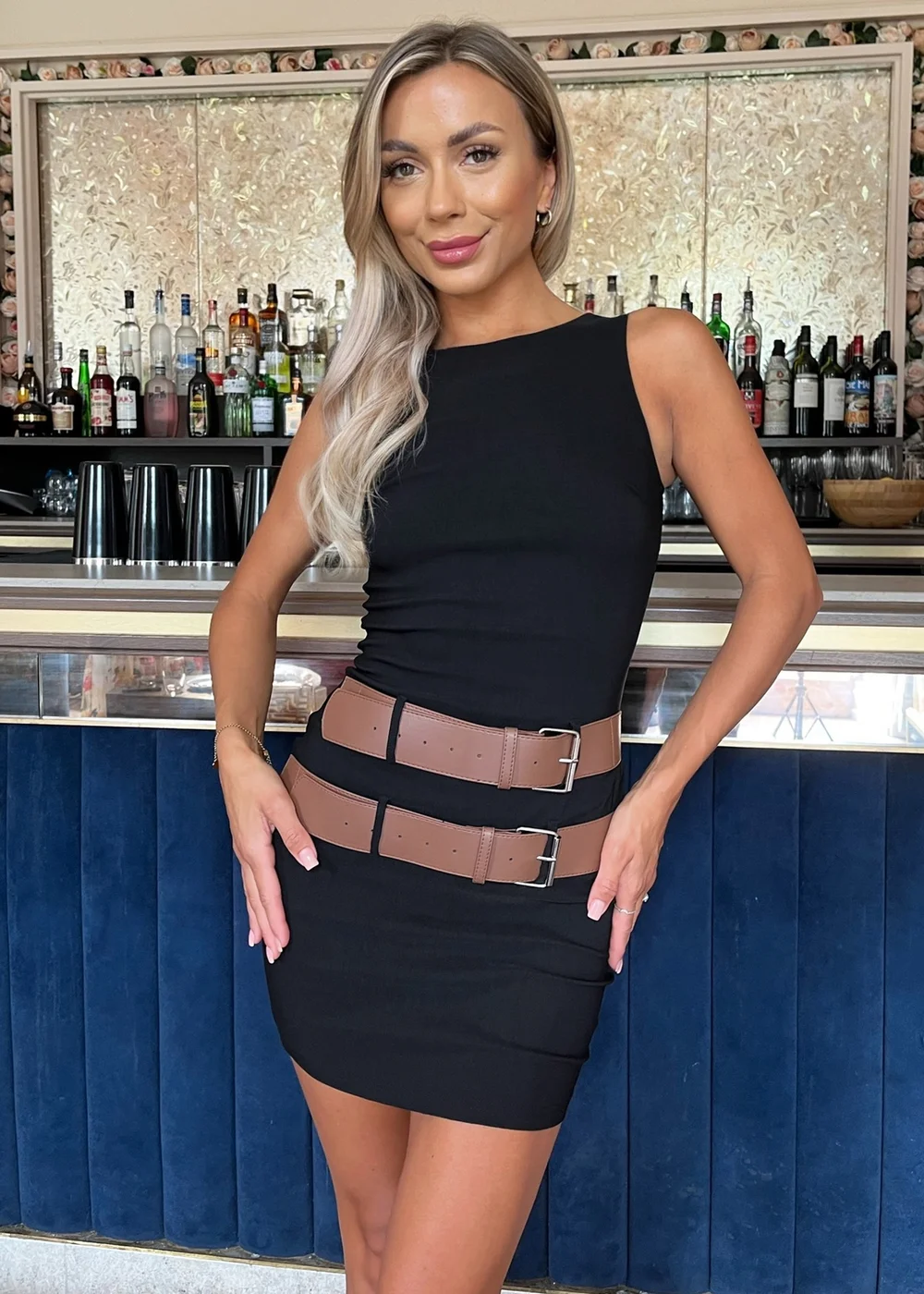 AX Paris Black Sleeveless Double Belt Detail Bodycon Mini Dress - 6 Image 4