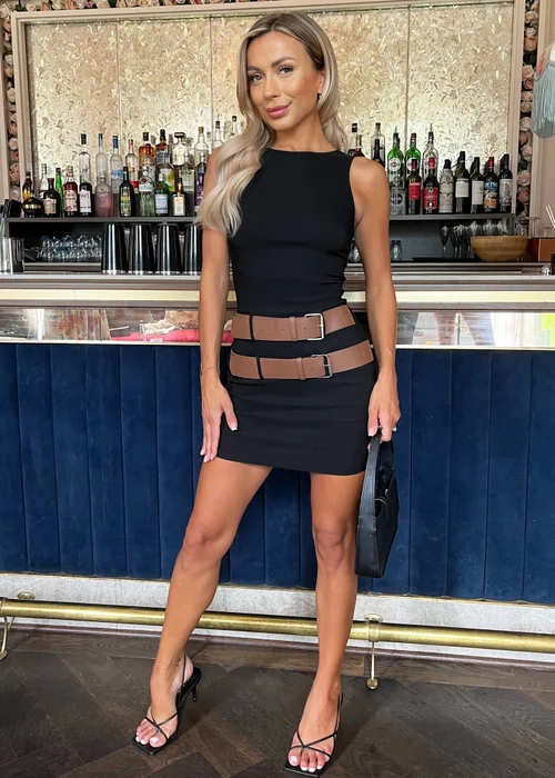 AX Paris Black Sleeveless Double Belt Detail Bodycon Mini Dress - 6 Image 1
