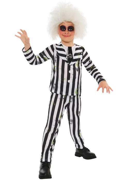 Beetlejuice Kids Costume – Includes Wig (3-10 Yrs) - 3-4 Yrs Image 1
