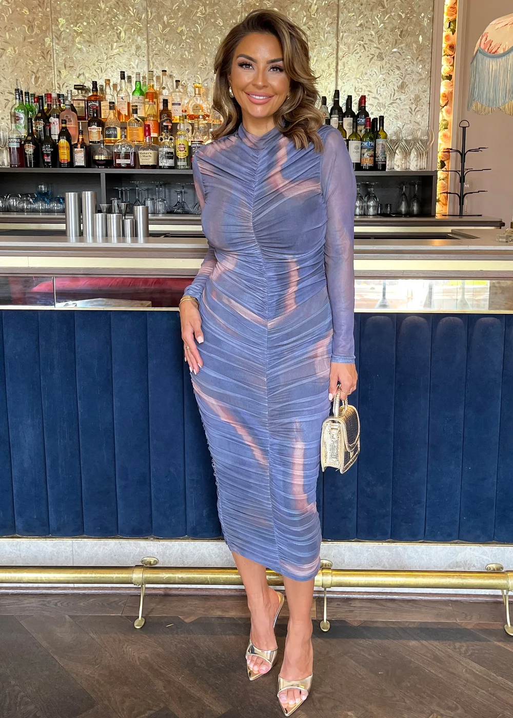 tie dye mesh midi dress Tie Dye Mesh Midi Dress With Slit