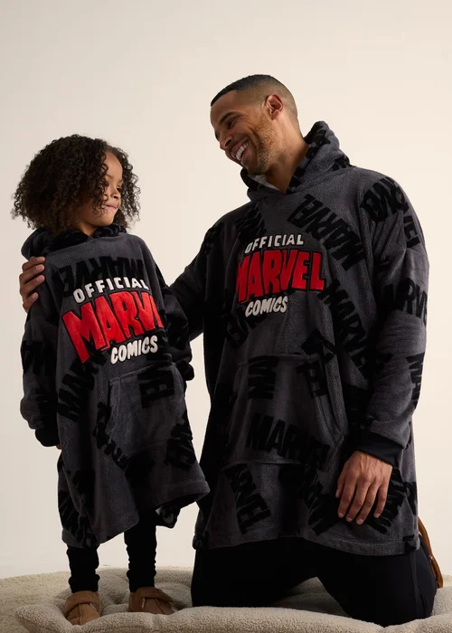 Marvel Boys Grey Hooded Blanket - Small/Medium Image 3