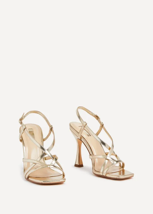 Linzi Sabrina Gold Faux Leather Square Toe High Heel - 3 Image 3
