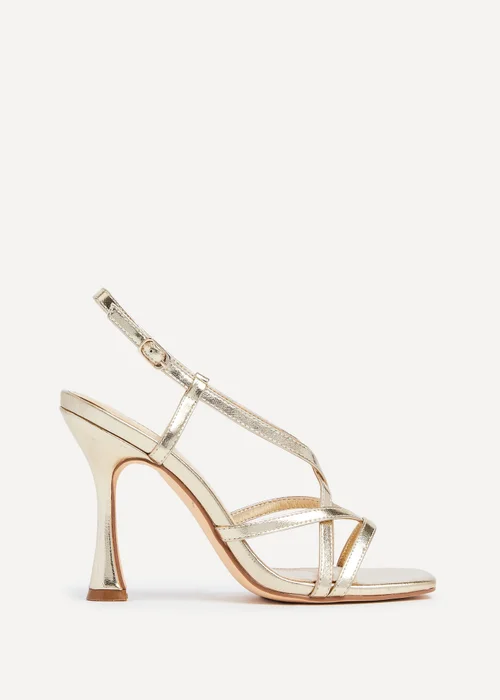 Linzi Sabrina Gold Faux Leather Square Toe High Heel - 3 Image 2