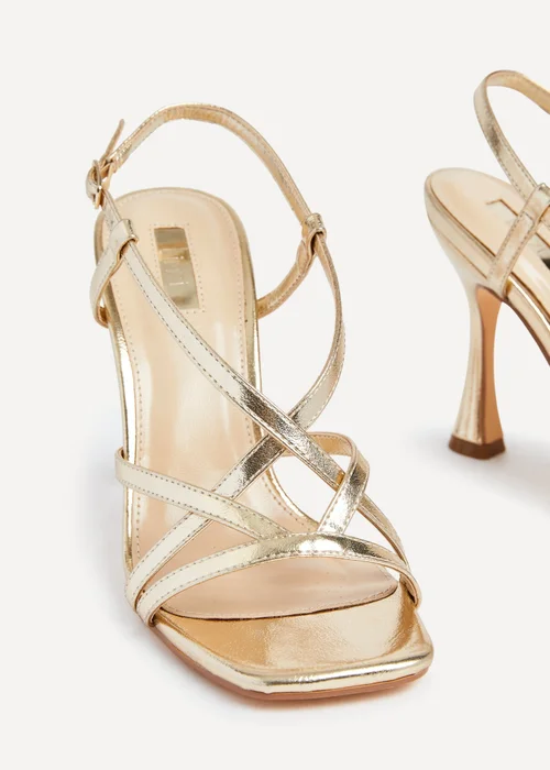 Linzi Sabrina Gold Faux Leather Square Toe High Heel - 3 Image 4