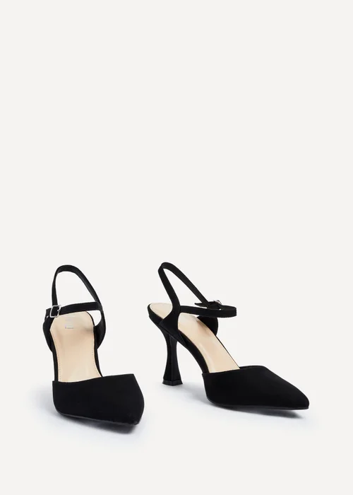 Linzi Natalia Black Faux Suede Open Back Stiletto Court Heel - 3 Image 3