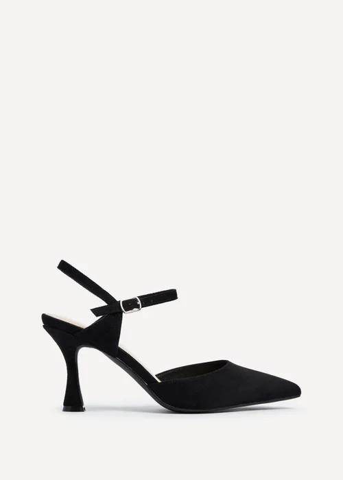 Linzi Natalia Black Faux Suede Open Back Stiletto Court Heel - 3 Image 2