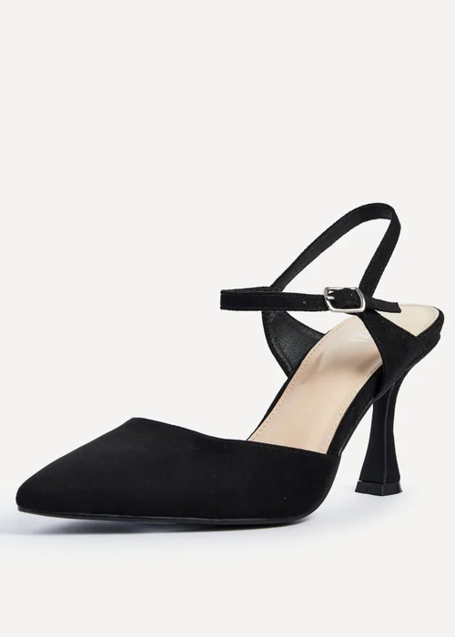 Linzi Natalia Black Faux Suede Open Back Stiletto Court Heel - 3 Image 5