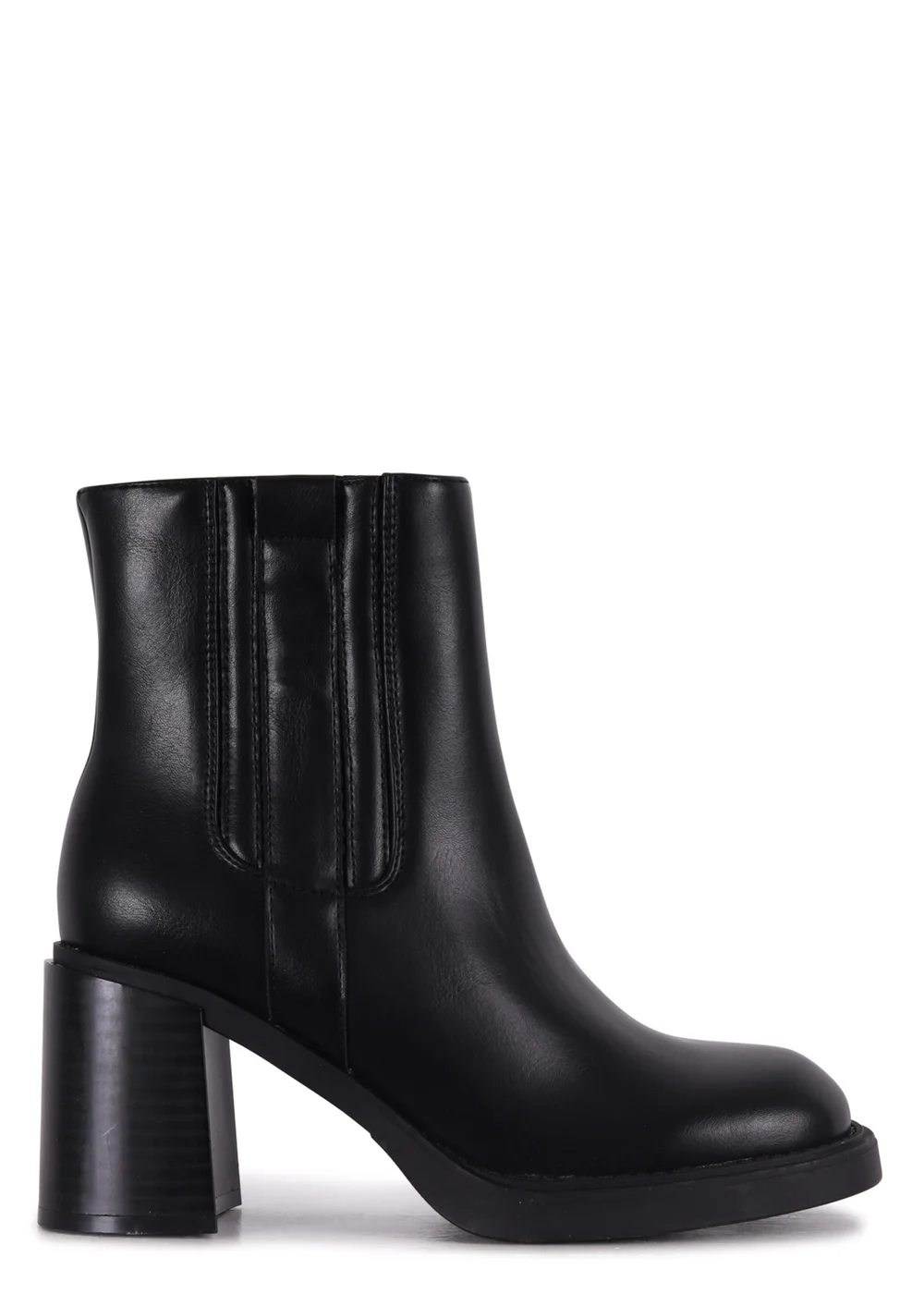 Linzi Cheska Black Faux Leather Block Heeled Ankle Boot - 3 Image 2