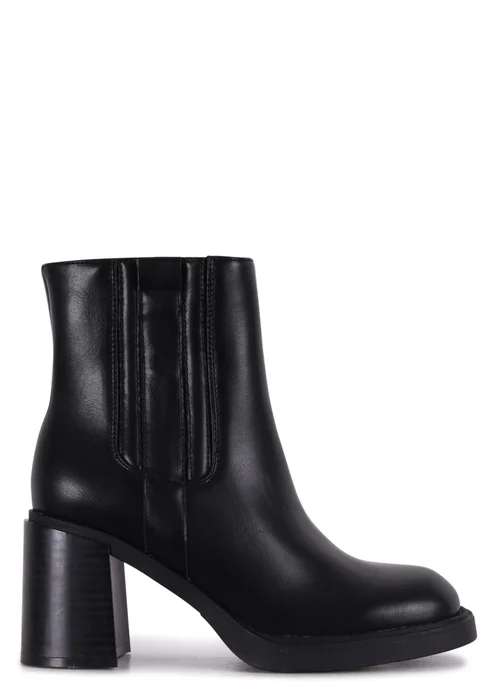 Linzi Cheska Black Faux Leather Block Heeled Ankle Boot - 3 Image 2