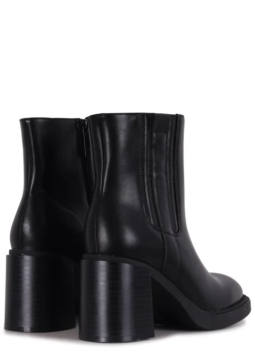 Linzi Cheska Black Faux Leather Block Heeled Ankle Boot - 3 Image 4