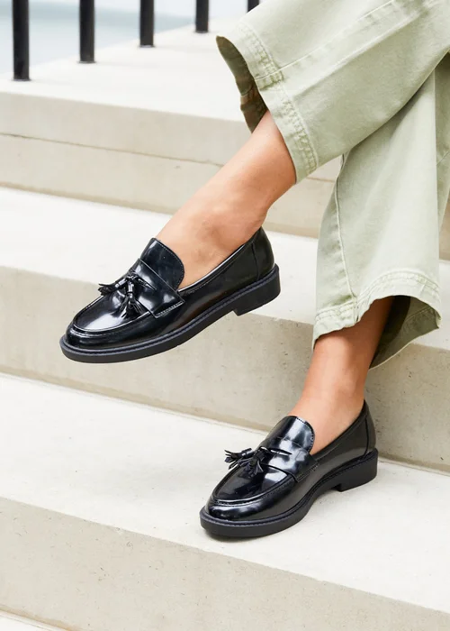 Linzi Rosalie Black High Shine Classic Slip On Loafer - 3 Image 1