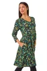 Roman Green Floral Print Button Detail V-Neck Dress - 22 Image 1