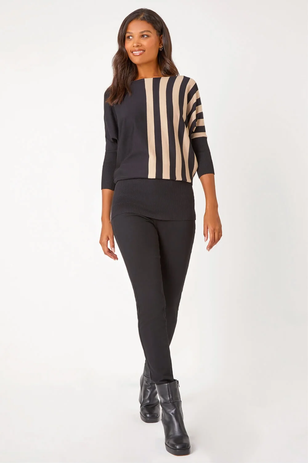 Roman Black Contrast Stripe Print Knit Jumper - 10 Image 4