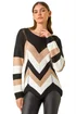 Roman Black Chevron Colour Block Jumper - Size 12 Image 1