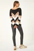 Roman Black Chevron Colour Block Jumper - Size 12 Image 4