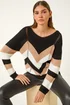 Roman Black Chevron Colour Block Jumper - Size 12 Image 2