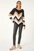 Roman Black Chevron Colour Block Jumper - Size 12 Image 3