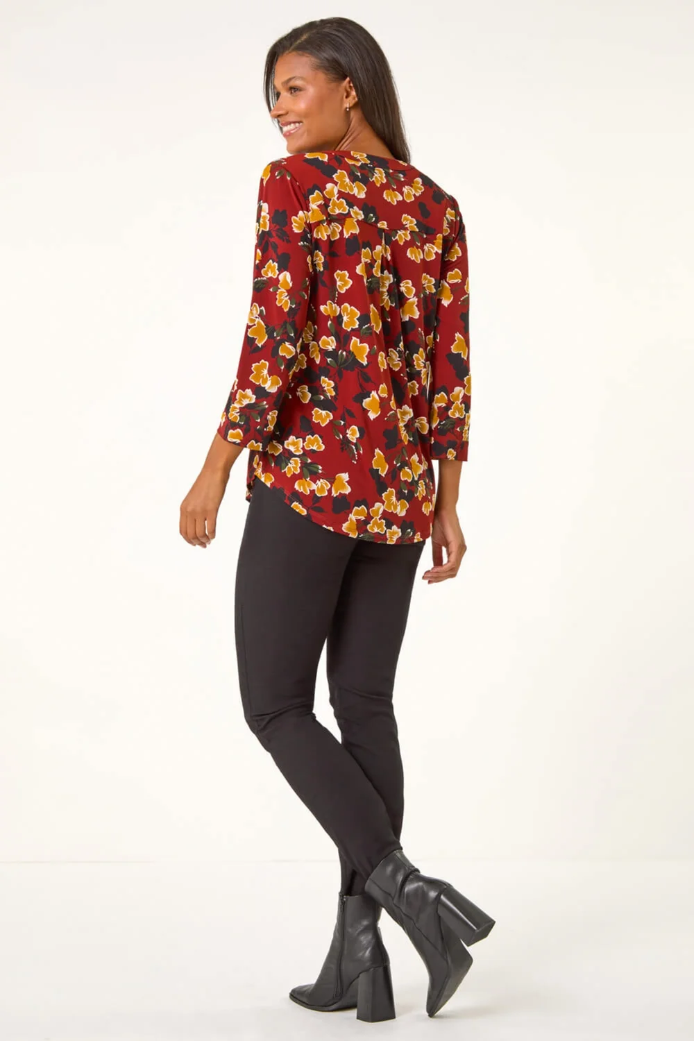 Roman Wine Button Detail Floral Print Shirt - 10 Image 4