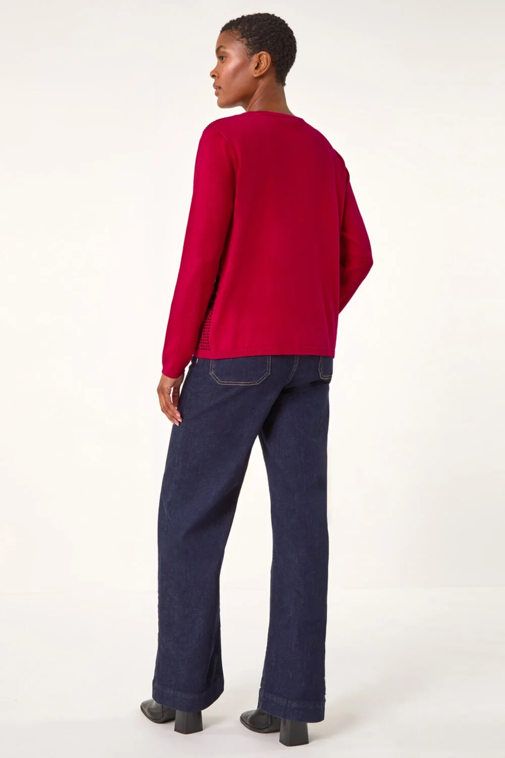 Roman Red Sequin Embellished Knit Cardigan - Size 12 Image 3