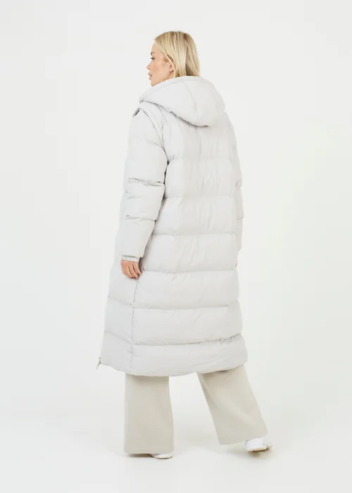 Brave Soul Cream Maxi Hooded Puffer Jacket with Detachable Sleeves - 8 Image 2