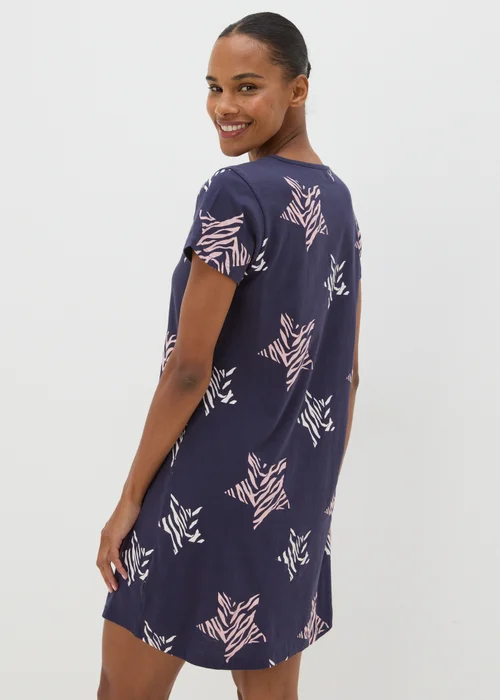 Navy Animal Print Star Nightie - Extra small Image 2