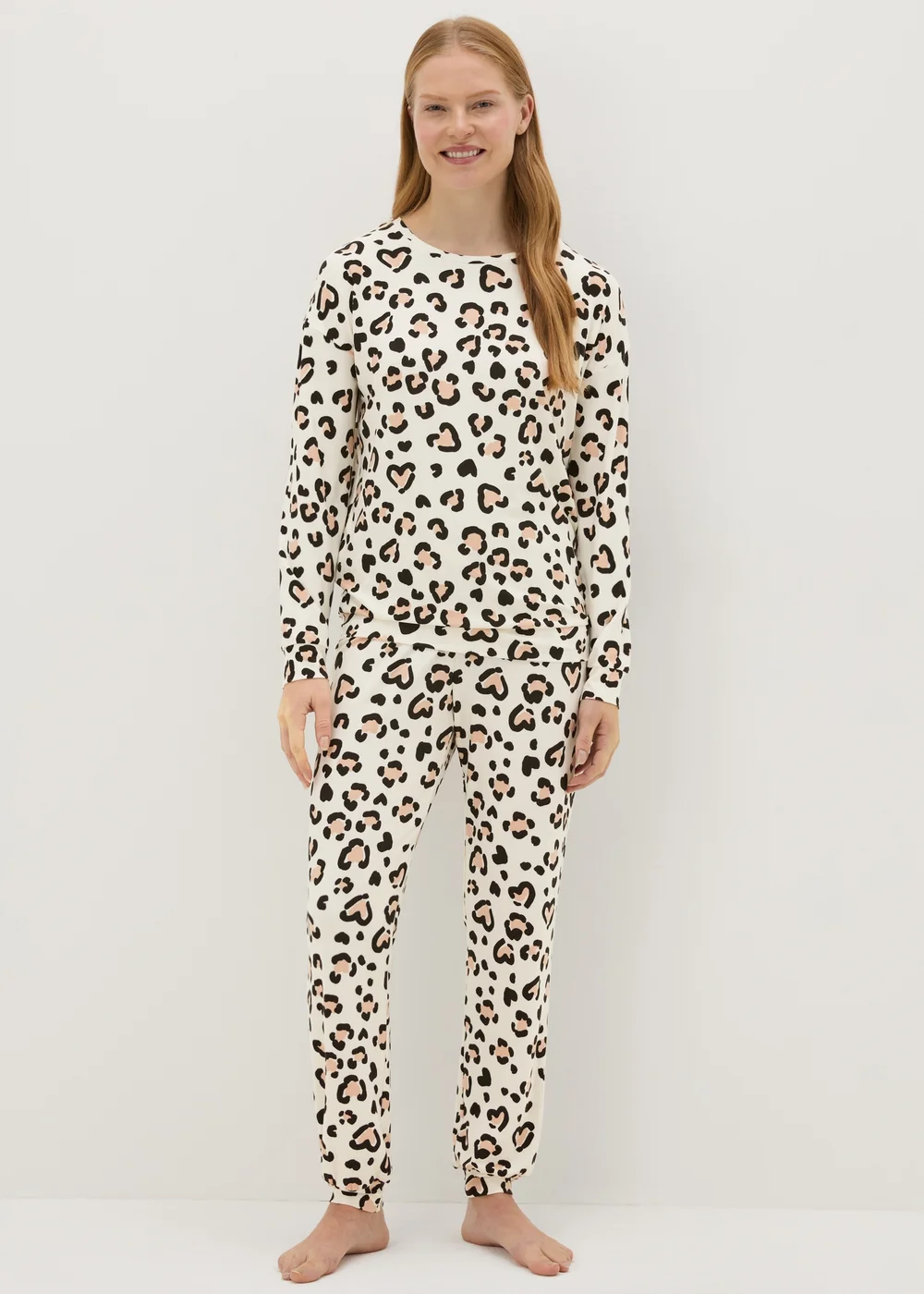Cream Leopard Print Pyjama Set - Extra small Image 1
