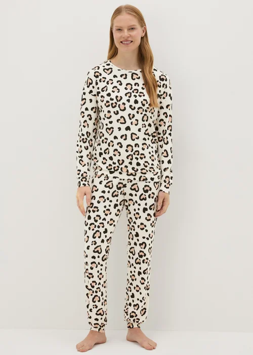 Cream Leopard Print Pyjama Set - Extra small Image 1