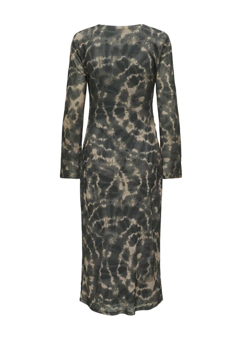 JDY Black Ruched Mesh Midi Dress - Size 8 Image 2