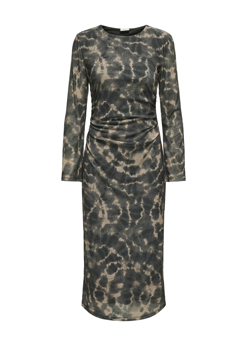 JDY Black Ruched Mesh Midi Dress - Size 8 Image 1