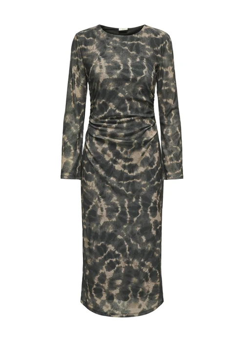 JDY Black Ruched Mesh Midi Dress - Size 8 Image 1