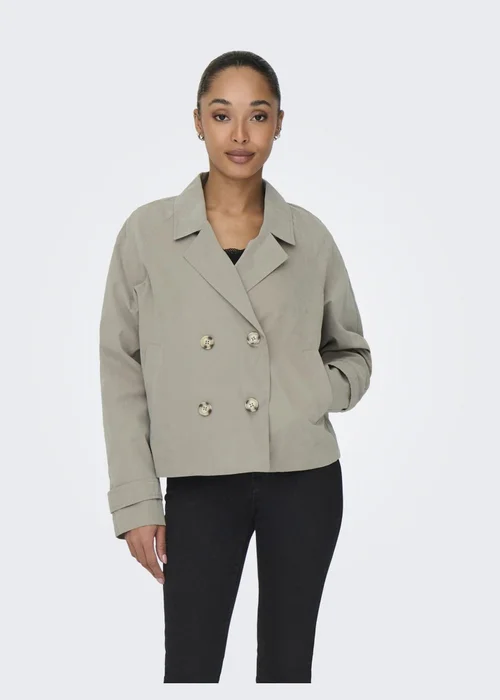 JDY Beige Cropped Trench Coat - 14 Image 2