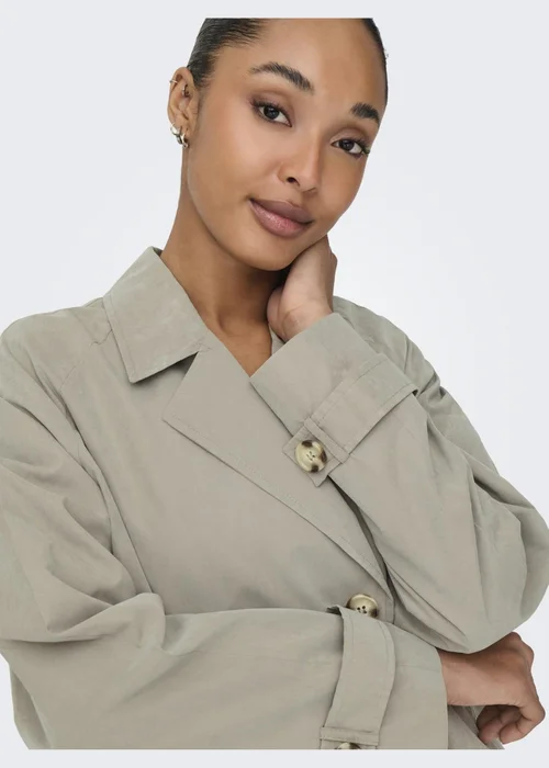 JDY Beige Cropped Trench Coat - 14 Image 3