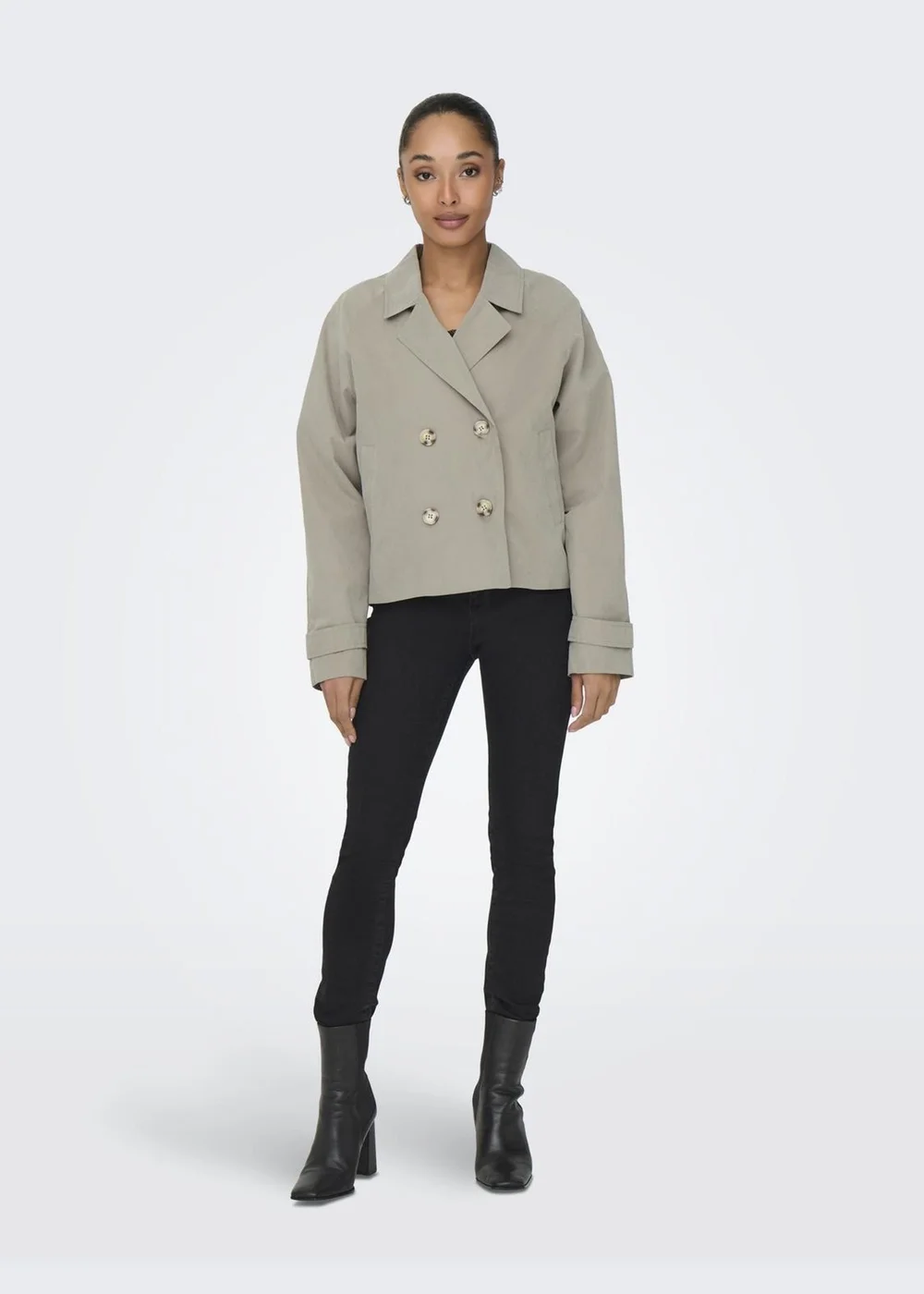 JDY Beige Cropped Trench Coat - 14 Image 1