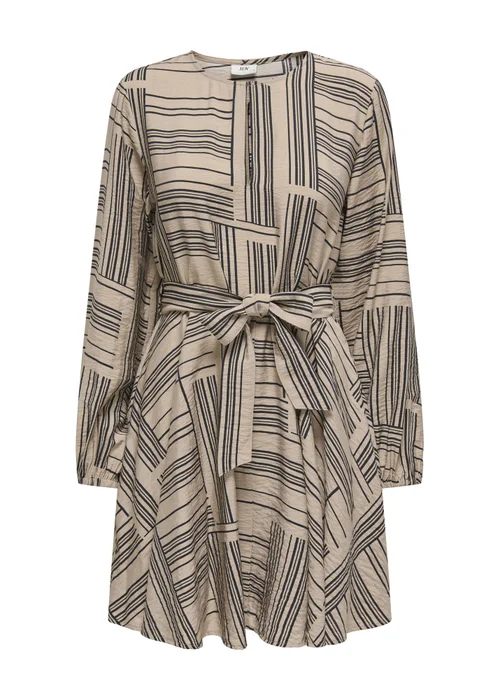 JDY Beige Life Belted Mini Dress - Size 8 Image 1