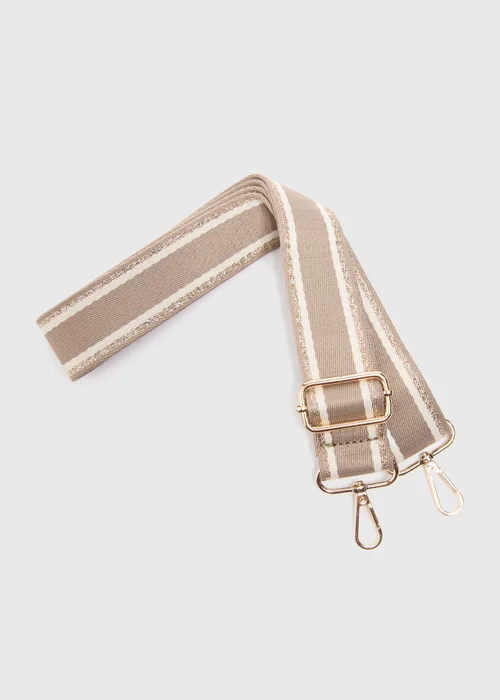 Taupe Stripe Bag Strap - One Size Image 1