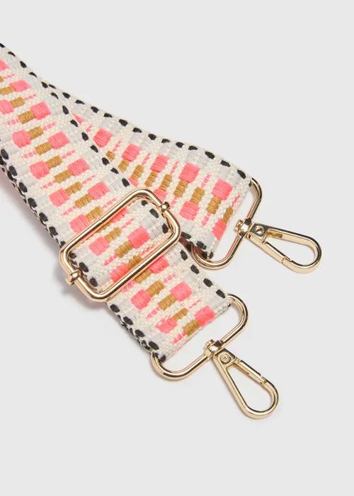 Bright Pink Patterned Bag Strap - One Size Image 2