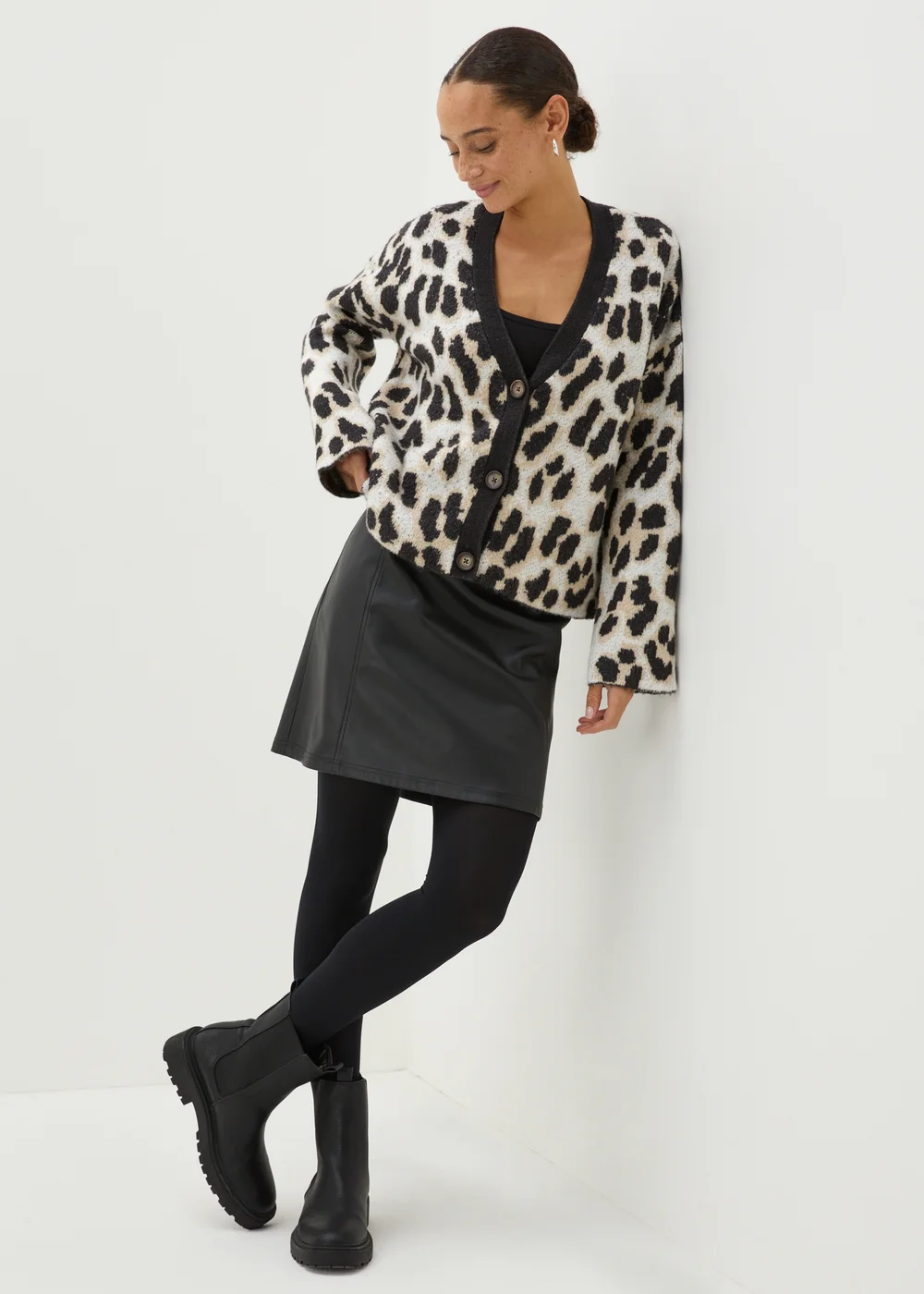 Brave Soul Brown Animal Print Cardigan - XS Image 3