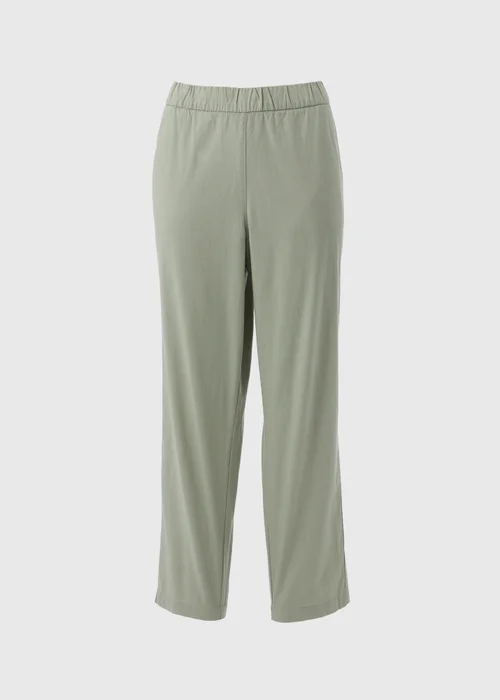 Sage Green Cotton Tapered Trousers - 8 Image 3