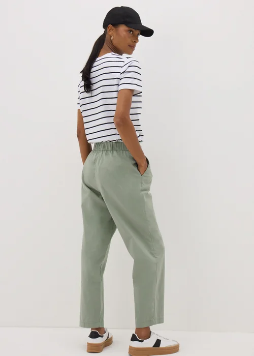 Sage Green Cotton Tapered Trousers - 8 Image 2