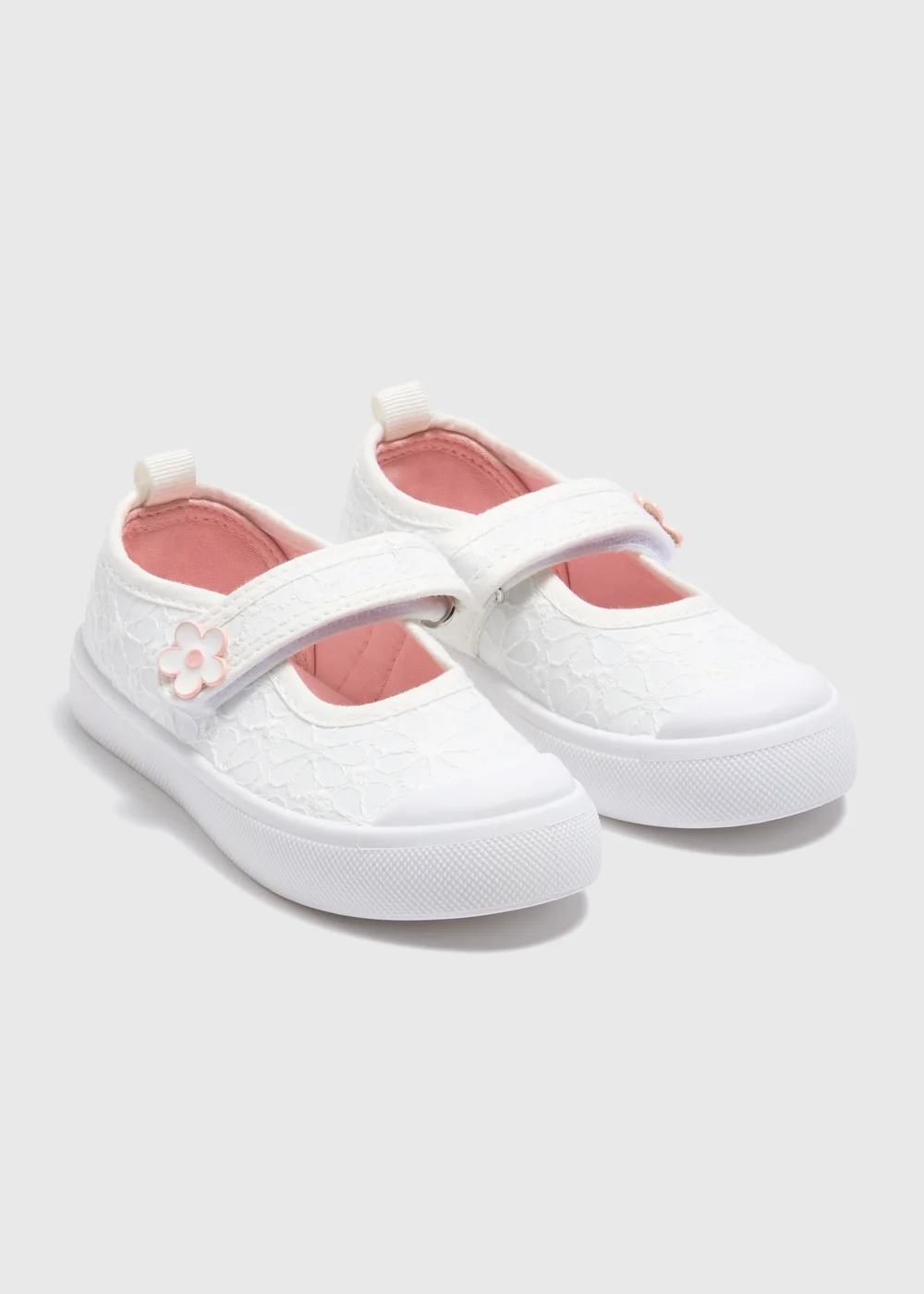 Girls White Broderie Pumps (Younger 4-12) - Size 4 Infants Image 1