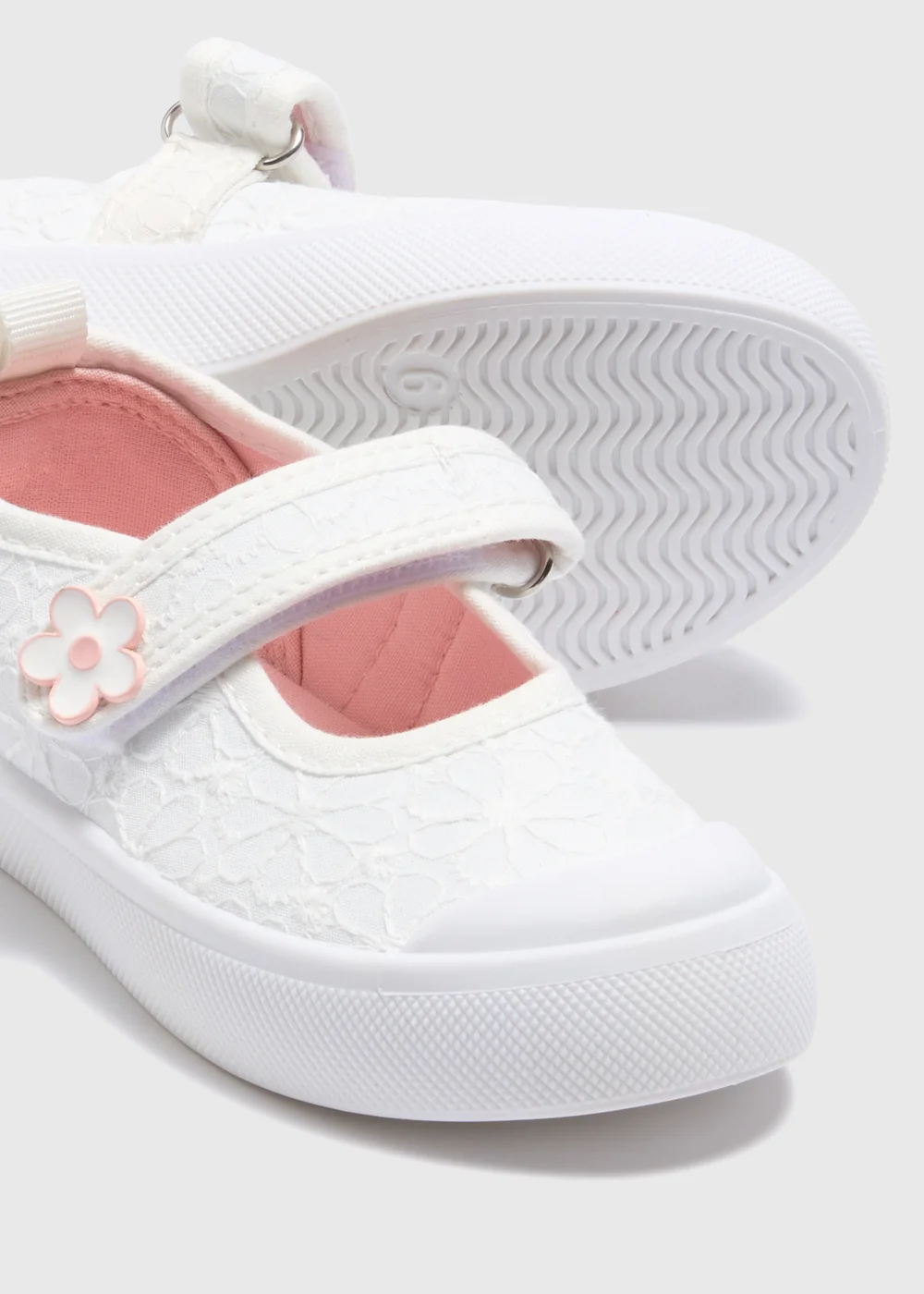Girls White Broderie Pumps (Younger 4-12) - Size 4 Infants Image 2