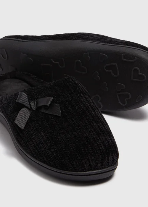 Black Hidden Support Mule Slippers - Small Image 2