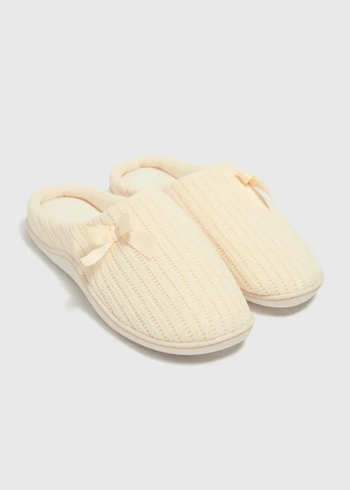 Cream Hidden Support Mule Slippers - Small Image 1
