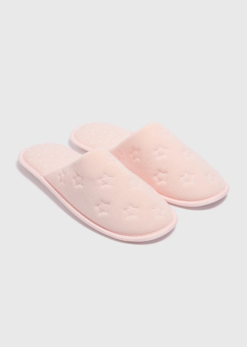 Pink Star Embossed Mule Slippers - Small Image 1